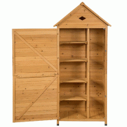 Helloshop26 - Abri de jardin avec 5 étagères 80 x 35 x 177 cm sécuritaire et esthétique en bois de sapin marron 20_0018927 - marron 3000232677244