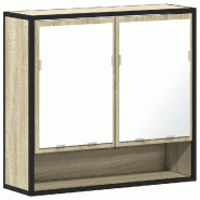 Helloshop26 - Armoire de salle de bain avec miroir 65 x 20 x 60 cm finition mate style industriel pratique en bois d'ingénierie 02_0049652 - verre 30