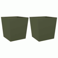 Helloshop26 - Jardinière bac lit surélevé plantes fleurs jardin terrasses lot de 2 olive 50 x 50 x 50 cm acier vert 02_0039087 - 3000218053512