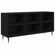 Helloshop26 - Meuble TV rectangulaire moderne avec rangements 103,5 x 30 x 50 cm en bois d'ingénierie chêne noir 02_0052753 - noir métal 3000237572117