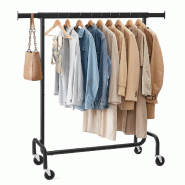 Helloshop26 - Portant à vêtements charge max 130 kg télescopique réglable avec roulettes mètal chromé 12_0006976 - 3000223823612