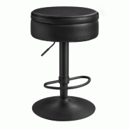 Helloshop26 - Tabouret de bar pivotant à 360° hauteur réglable avec rangement PU avec coutures moderne pour cuisine bar montage 12_0005375 - 300022