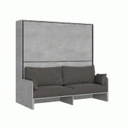 Itamoby Lit double escamotable Kando avec canapé en béton, gris - gris VE90DOPKORSOF-CM-20