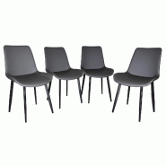 Merax Lot de 4 chaises de salle à manger grises, similicuir PU, pieds métal noirs, chaises de cuisine rembourrées - gris multi-matériau W1198P514628