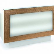 Caisse d'accueil Gold Desk FH 1310 - mélaminé Blanc Luxe et cadre or rétroéclairé Caisse d'accueil Gold Desk FH 1310 - mélaminé Blanc Luxe et cadre or rétroéclairé