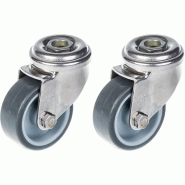 Roulette 50mm 2" en acier inoxydable caoutchouc gris, pivotante, 80kg, jeu de 2 Roulette 50mm 2" en acier inoxydable caoutchouc gris, pivotante, 80kg, jeu de 2