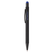 Stylo à bille en aluminium - finition caoutchoutée - stylet gravure colorée - encre bleue Stylo à bille en aluminium - finition caoutchoutée - stylet gravure colorée - encre bleue