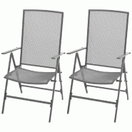 VidaXL Chaises Empilables De Jardin Lot De 2 Acier Gris - gris 42716