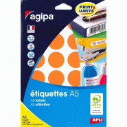240 étiquettes orange multi-usage, diamètre 30 mm (10 feuilles A5 / cdt) - 3270241018240