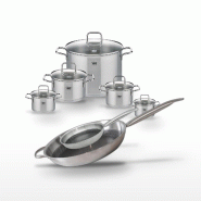 Batterie de cuisine Ensemble de cuisson avec faitouts et poêles en inox Elo Collection Relief Solution Citrin - gris 3176239940664