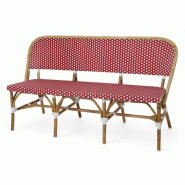 Bistromania Banquette de terrasse en rotin ELYSEE - rouge et blanc - TE007