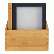 Box carte menu simili cuir Wood noir  26x31x35 cm+20 cartes de 4 pages 24x31.5cm