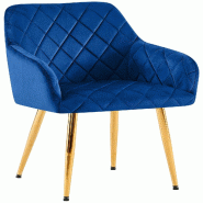 Décoshop26 - Chaise de salle à manger x1 en velours bleu avec coutures décoratives en losange chic et contemporain 10_0007803 - bleu 3000266313163