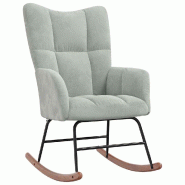 Décoshop26 - Fauteuil à bascule d'allaitement rembourré relax pour salon en velours gris clair DEC028970 - gris 3000257143540