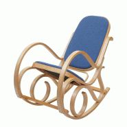 Décoshop26 - Fauteuil à bascule rocking chair en bois clair assise en tissu bleu M10_005506 - bleu Bois massif 3000250367080_0