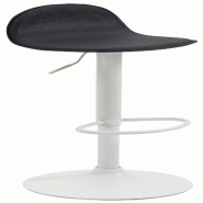 Décoshop26 - Tabouret de bar x1 avec repose-pieds en PVC noir pied trompète en métal blanc 10_0005073 - blanc métal 3000252446417