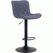 Décoshop26 - Tabouret de bar x1 coutures décoratives pied trompette hauteur réglable en métal noir assise en tissu bleu 10_0004863 - bleu 3000252 Décoshop26 - Tabouret de bar x1 coutures décoratives pied trompette hauteur réglable en métal noir assise en tissu bleu 10_0004863 - bleu 3000252