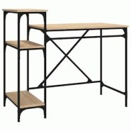 Helloshop26 - Bureau table poste de travail meuble d'ordinateur informatique étude avec étagères chêne 105 x 50 x 90cm bois 02_0023485 - 3000214350844 Helloshop26 - Bureau table poste de travail meuble d'ordinateur informatique étude avec étagères chêne 105 x 50 x 90cm bois 02_0023485 - 3000214350844