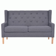 Helloshop26 - Canapé 2 places de salon salle de séjour maison intérieur tissu gris 02_0018847 - gris Bois massif 3000927988006