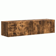 Helloshop26 - Lot de 2 meubles TV muraux modernes avec étagères pratiques 60 x 31 x 29,5 cm en bois d'ingénierie chêne fumé 02_0054893 - Bois mas