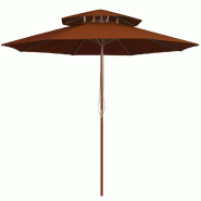Helloshop26 - Parasol double avec mât en bois terre cuite 270 cm 02_0008444 - 3000450982724