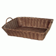 Panier Patisson en polypropylène chocolat avec poignées 39x28x12.5cm - effet osier naturel, lavable et hygiénique