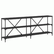 Table console noir 200x30x75 cm bois d'ingénierie et fer Modèle Orion Scandinave - 832858