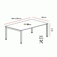Table de réunion 6-8 personnes Tempo - Mobel Linea - Blanc 9010, 200, Acacia clair_1