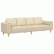 VidaXL Canapé de salon Crème 250 x 77 x 76 cm Polyester Modèle Vega Master Confort - Matériau naturel 3335087