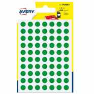 AVERY Lot de 10 Etui de 490 pastilles adhésives, diamètre 8 mm, coloris vert (7 feuilles / cdt) - vert PSA08V
