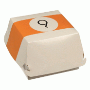 Boite burger modèle S carton blanc décor billard 11,5x11,5x7cm - par 200