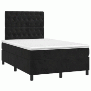 Décoshop26 - Cadre de lit LED avec sommier tête de lit matelas 120 x 200 cm tissu velours noir TDL0209281 - noir 3001708147766
