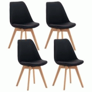 Décoshop26 - Lot de 4 chaises de salle à manger cuisine bureau style scandinave en tissu noir pieds en bois 10_0001119 - noir 3000702069609 Décoshop26 - Lot de 4 chaises de salle à manger cuisine bureau style scandinave en tissu noir pieds en bois 10_0001119 - noir 3000702069609