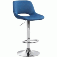 Décoshop26 - Tabouret de bar chaise haute x1 avec repose-pieds en velours bleu piètement métallique chromé 10_0004591 - bleu 3000252189239 Décoshop26 - Tabouret de bar chaise haute x1 avec repose-pieds en velours bleu piètement métallique chromé 10_0004591 - bleu 3000252189239