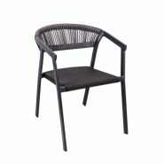 Emh Chaise de terrasse professionnelle Vally empilable – aluminium et textilène anthracite – usage chr intérieur/extérieur - gris aluminium VAL