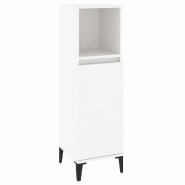 Helloshop26 - Armoire de salle de bain blanche 30 x 30 x 100 cm meuble de rangement pratique design moderne en bois blanc 02_0048407 - blanc métal 30