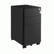Helloshop26 - Caisson de bureau placard de rangement mobile avec roulettes et serrure pour documents et dossier suspendu avec 3 12_0004826 - 300022268