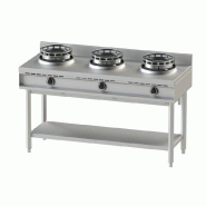 KBS Gastrotechnik KBS Cuisinière wok à gaz 3 brûleurs modèle à poser 3X13Kw 150x60x85 cm avec flamme pilote - 4059395074031
