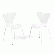 RATTATAN Lot de 2 chaises d’intérieur en polypropylène, pieds en métal avec finition effet bois, empilables,pour bar, restaurant ou cuisine – N