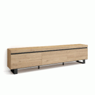SKRAUT HOME Meuble TV, Banc Télé, 240x57x35 cm, Design industriel, Chêne - beige Bois manufacturé 501_2