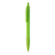 Stylo à bille en plastique - grip en caoutchouc coloré - couleur vert citron - encre bleue - 6g Stylo à bille en plastique - grip en caoutchouc coloré - couleur vert citron - encre bleue - 6g