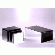 Table basse fixe contemporain pont en verre noir