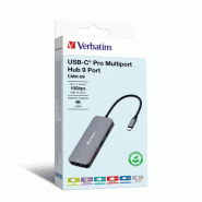 Verbatim CMH-09 USB Type-C 10000 Mbit/s Argent Verbatim CMH-09 USB Type-C 10000 Mbit/s Argent
