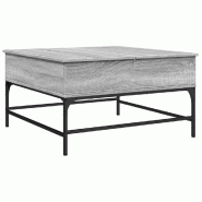 VidaXL Table basse sonoma gris 80x80x45 cm bois d'ingénierie et métal Modèle Élégia Prestige - 845404