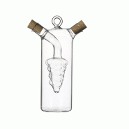WDMT Bouteille d'huile et de vinaigre en verre avec motif de grappe de raisin - marron métal FN56243