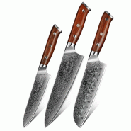 XinZuo - Set de couteaux Damas 3 pièces - Série B13R Yu - multicolore multi-matériau B13R-A3
