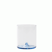 Zafferano Discobolo Lot De 4 Tumbler En Verre Borosilicaté Soufflé À La Main, Capacité 34,5 Cl, Design Avec Fond Bleu Pour Service De Table Élég