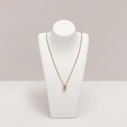 Buste colliers similicuir blanc 10,5x6,5x19,5 cm