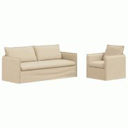 Canapé 2 pcs Crème 196 x 82 x 85 cm tissu Modèle Aero Modern Pro - Matériau naturel 8721364375031