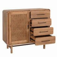 Décoshop26 - Commode armoire buffet 4 tiroirs et 3 compartiments de rangement en rotin et bois massif d'acacia teinté 101x109x45 cm 04_0006522 - 300 Décoshop26 - Commode armoire buffet 4 tiroirs et 3 compartiments de rangement en rotin et bois massif d'acacia teinté 101x109x45 cm 04_0006522 - 300